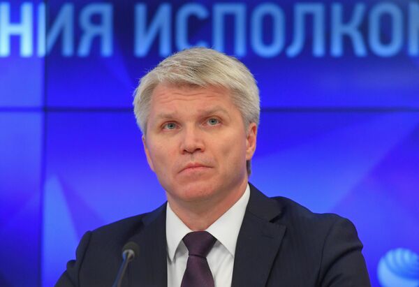 Министр спорта РФ Павел Колобков на пресс-конференции в МИА Россия сегодня Министр спорта РФ Павел Колобков на пресс-конференции в МИА Россия сегодня