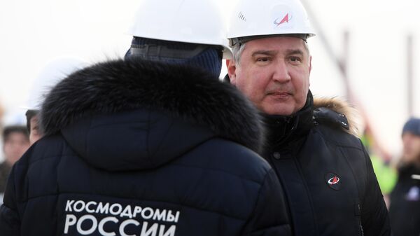 Генеральный директор госкорпорации Роскосмос Дмитрий Рогозин на строительной площадке стартового стола КРК Ангара Генеральный директор госкорпорации Роскосмос Дмитрий Рогозин на строительной площадке стартового стола КРК Ангара