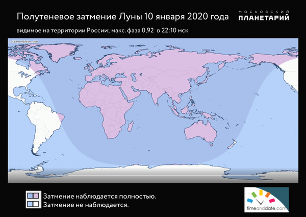 Полутеневое затмение Луны 10 января 2020 года Полутеневое затмение Луны 10 января 2020 года