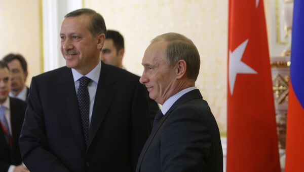 Премьер-министры России и Турции Владимир Путин и Реджеп Тайип Эрдоган. Архивное фото Премьер-министры России и Турции Владимир Путин и Реджеп Тайип Эрдоган. Архивное фото