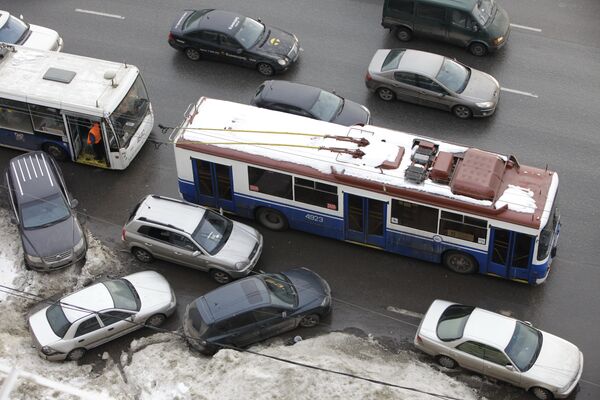 Более 35 троллейбусов встали в пробке на Садовом кольце Более 35 троллейбусов встали в пробке на Садовом кольце