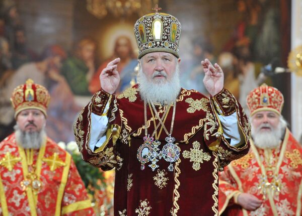 Патриарх Московский и всея Руси Кирилл на пасхальном богослужении в храме Христа Спасителя в Москве. Архив Патриарх Московский и всея Руси Кирилл на пасхальном богослужении в храме Христа Спасителя в Москве. Архив