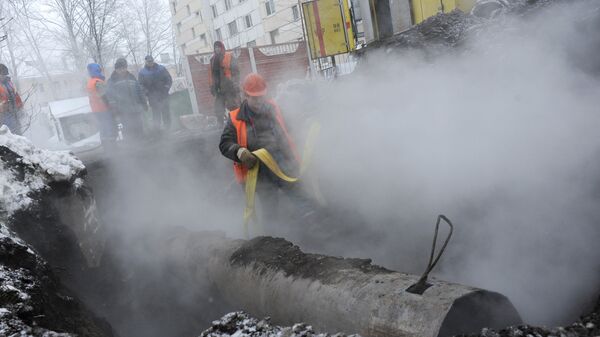 Прорыв трубы отопления в Кировском районе Санкт-Петербурга Прорыв трубы отопления в Кировском районе Санкт-Петербурга