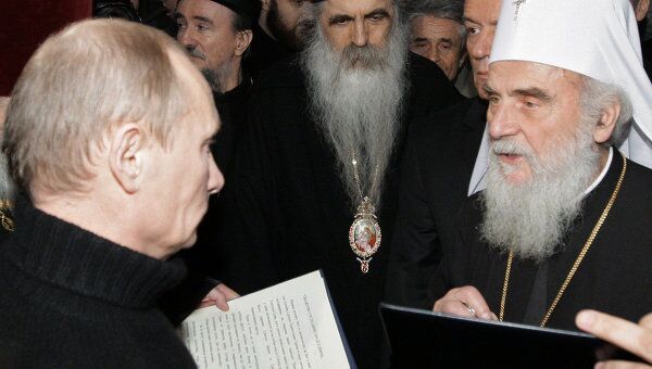 Премьер-министр РФ В.Путин посещает храм Святого Саввы Премьер-министр РФ В.Путин посещает храм Святого Саввы