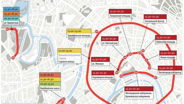 Ограничение движения в Москве на майские праздники Ограничение движения в Москве на майские праздники
