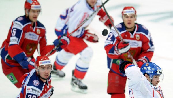 Игровой момент матча Россия – Чехия Игровой момент матча Россия – Чехия