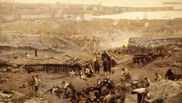 Фрагмент панорамы Оборона Севастополя 1854-1855 г.г. автора Франца Рубо Фрагмент панорамы Оборона Севастополя 1854-1855 г.г. автора Франца Рубо