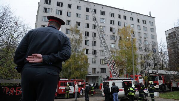 Пожар в здании на юге Москвы потушен Пожар в здании на юге Москвы потушен