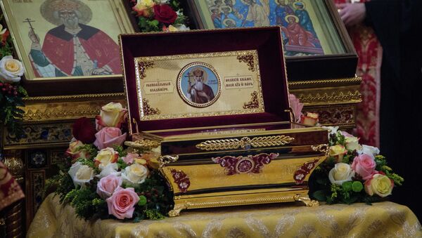 Мощи святого князя Владимира, архивное фото Мощи святого князя Владимира, архивное фото