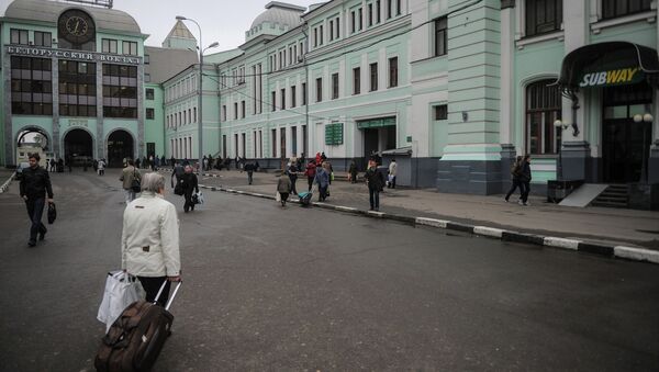 Белорусский вокзал в Москве. Архивное фото Белорусский вокзал в Москве. Архивное фото
