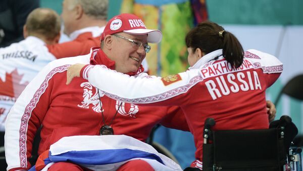 Игроки сборной России по керлингу на колясках. Архивное фото Игроки сборной России по керлингу на колясках. Архивное фото