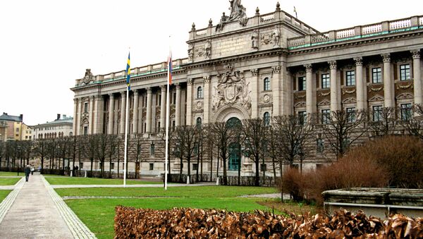 Здание Парламента в Стокгольме. Архивное фото Здание Парламента в Стокгольме. Архивное фото
