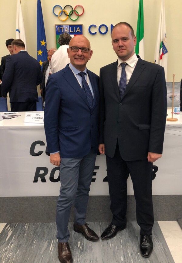 Президент ISBF Иво Ферриани и генеральный секретарь ФБР Сергей Пархоменко Президент ISBF Иво Ферриани и генеральный секретарь ФБР Сергей Пархоменко