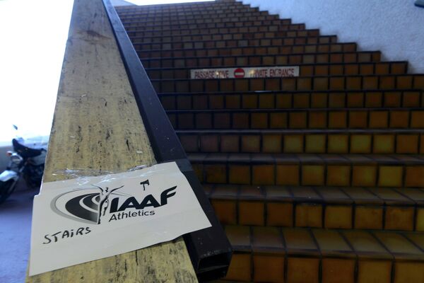 Логотип IAAF на первом заседании совета Федерации Логотип IAAF на первом заседании совета Федерации